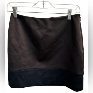TAHARI ELENA Above the Knee Mini Stretch Lined black brown colorblock mini skirt